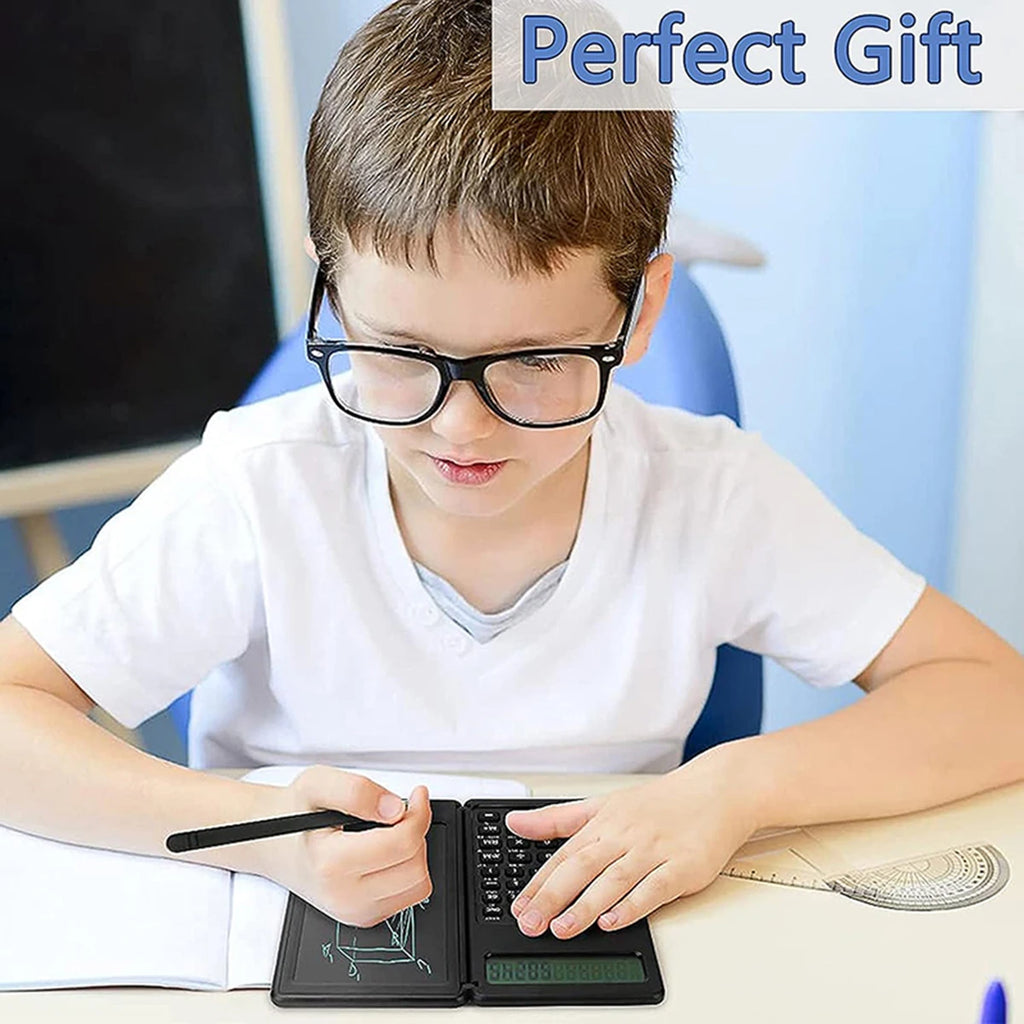 Calculatrice Scientifique 2-en-1 Pliable - Tablette Dessin 6" LCD Bureau