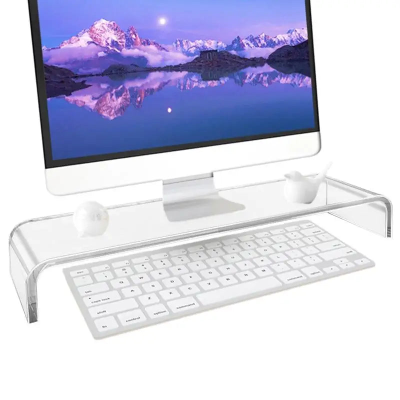 Support Moniteur Acrylique Transparent - Rehausseur Bureau Organisateur