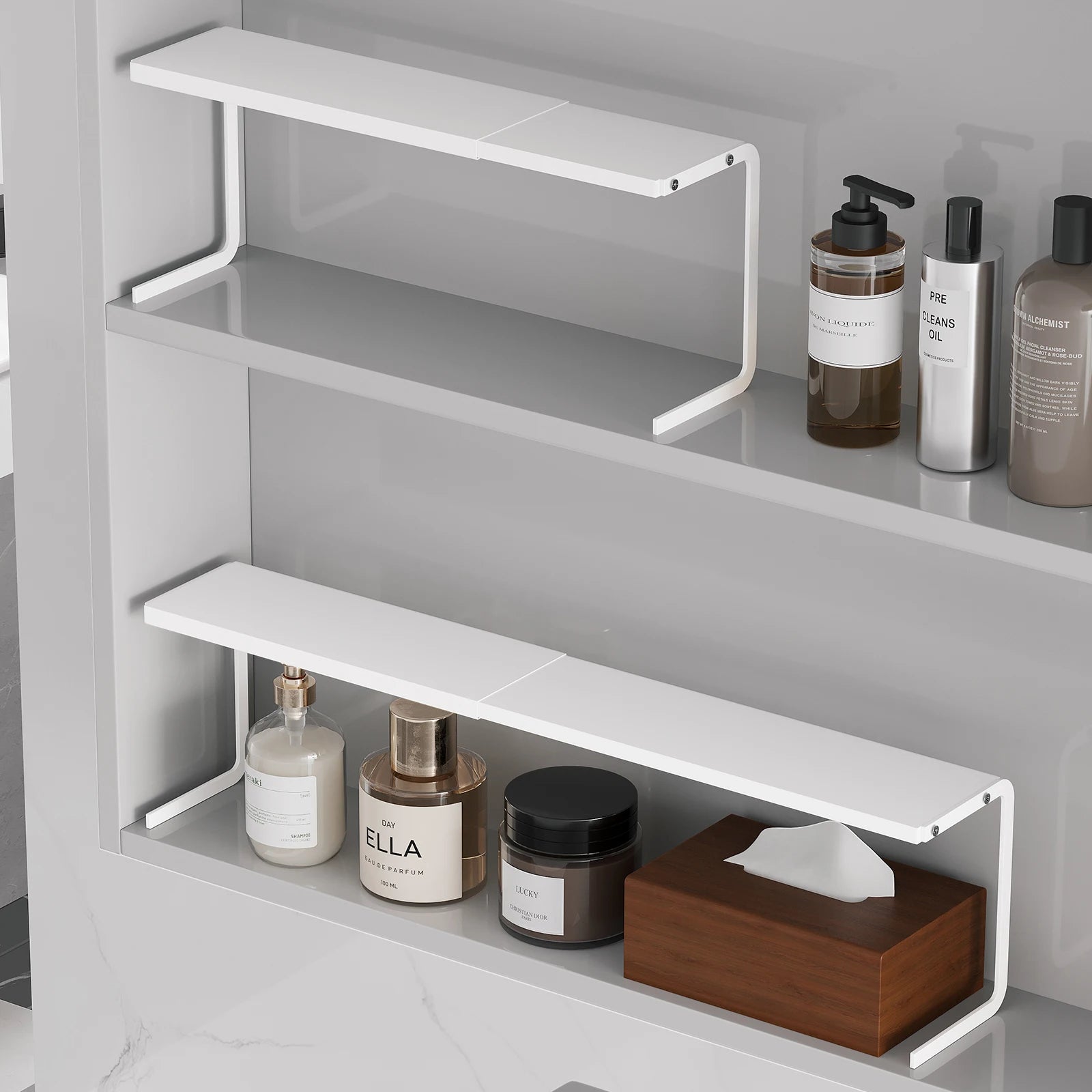 Rangement Miroir Salle de Bain Suspendu - Panier Organisateur Cosmétiques