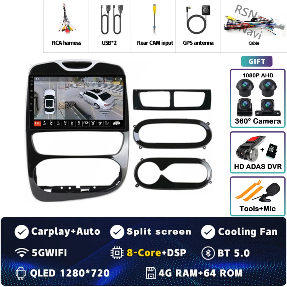 Radio Auto Android 15 Renault Clio 4 BH98 KH98 2016-2019 - 2K QLED CarPlay GPS