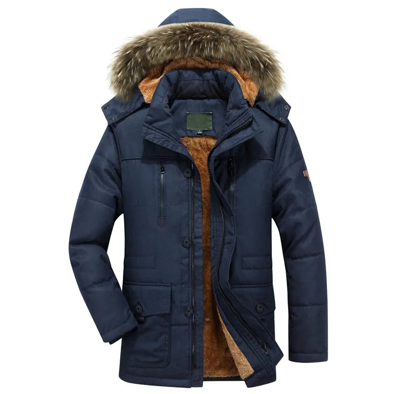 Parka Homme Hiver Vintage Polaire - Capuche Fermeture Éclair Poches