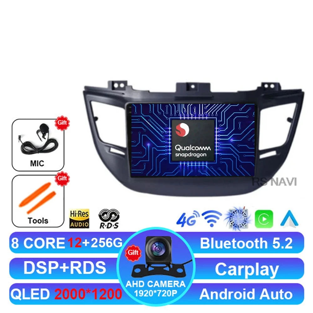 Radio Auto Android 15 Hyundai Tucson IX35 2015-2018 - QLED CarPlay DSP