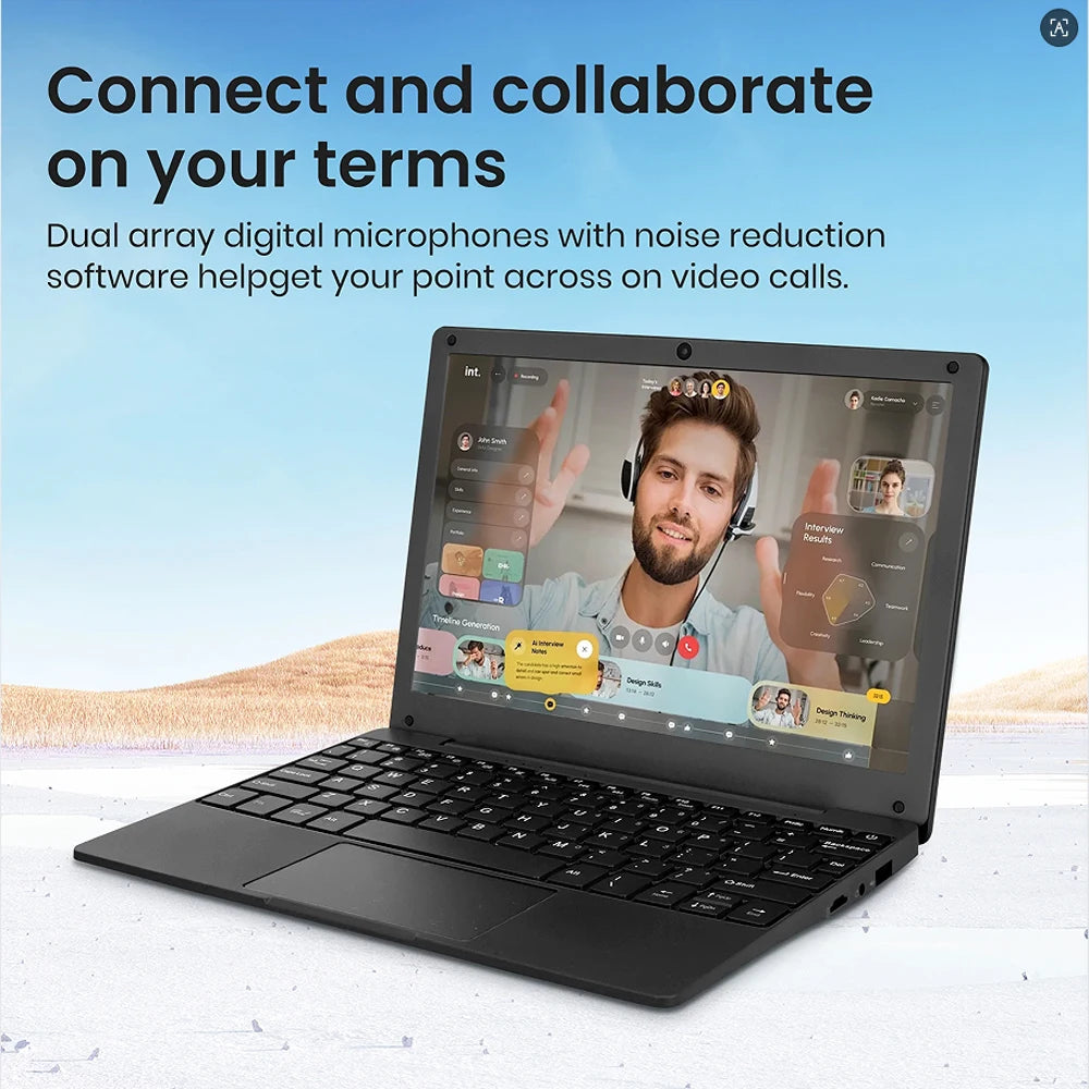 Ordinateur Portable 10.1'' Windows 11 Quad Core 8GB+128GB - Netbook HDMI Webcam