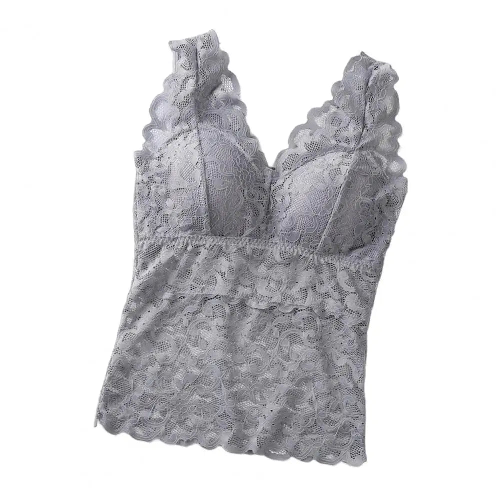 Débardeur Femme Dentelle Transparent Dos Nageur - Brassière Intégrée Lingerie