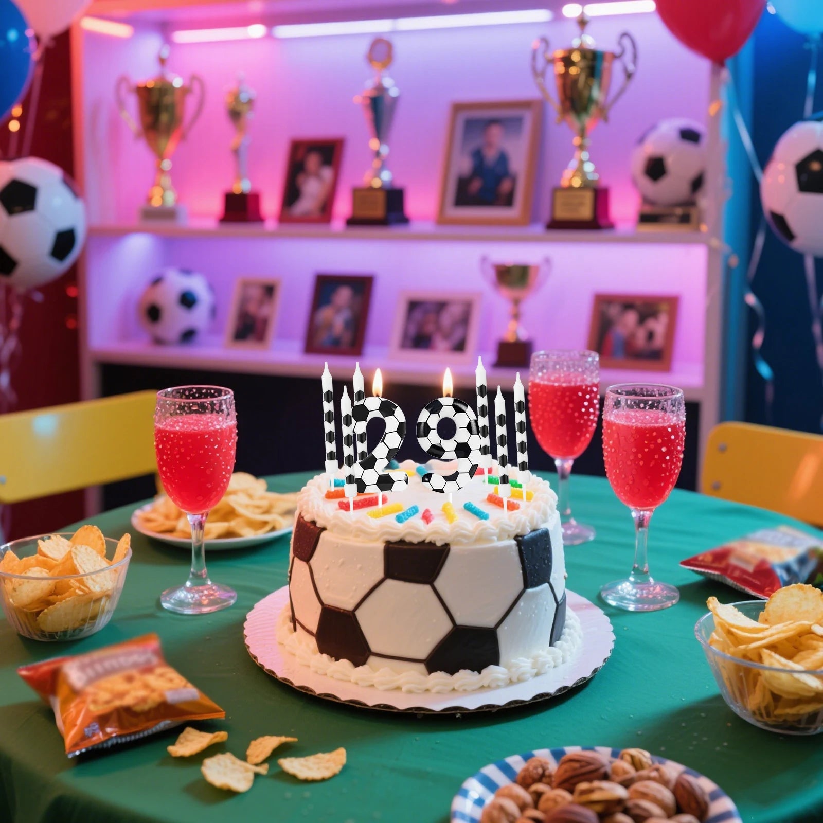 Bougies Anniversaire Football 7pcs - Thème Soccer Sport Gâteau Enfants