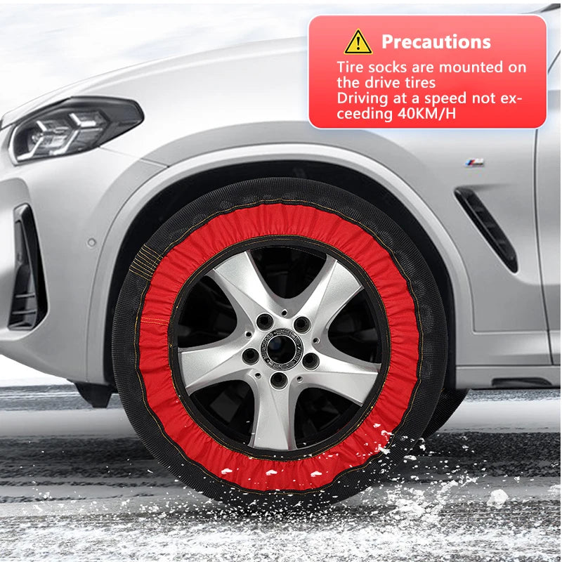 Chaînes Roue Voiture Hiver Anti-Dérapant - Pneu Urgence Montage Facile Chaussettes Neige