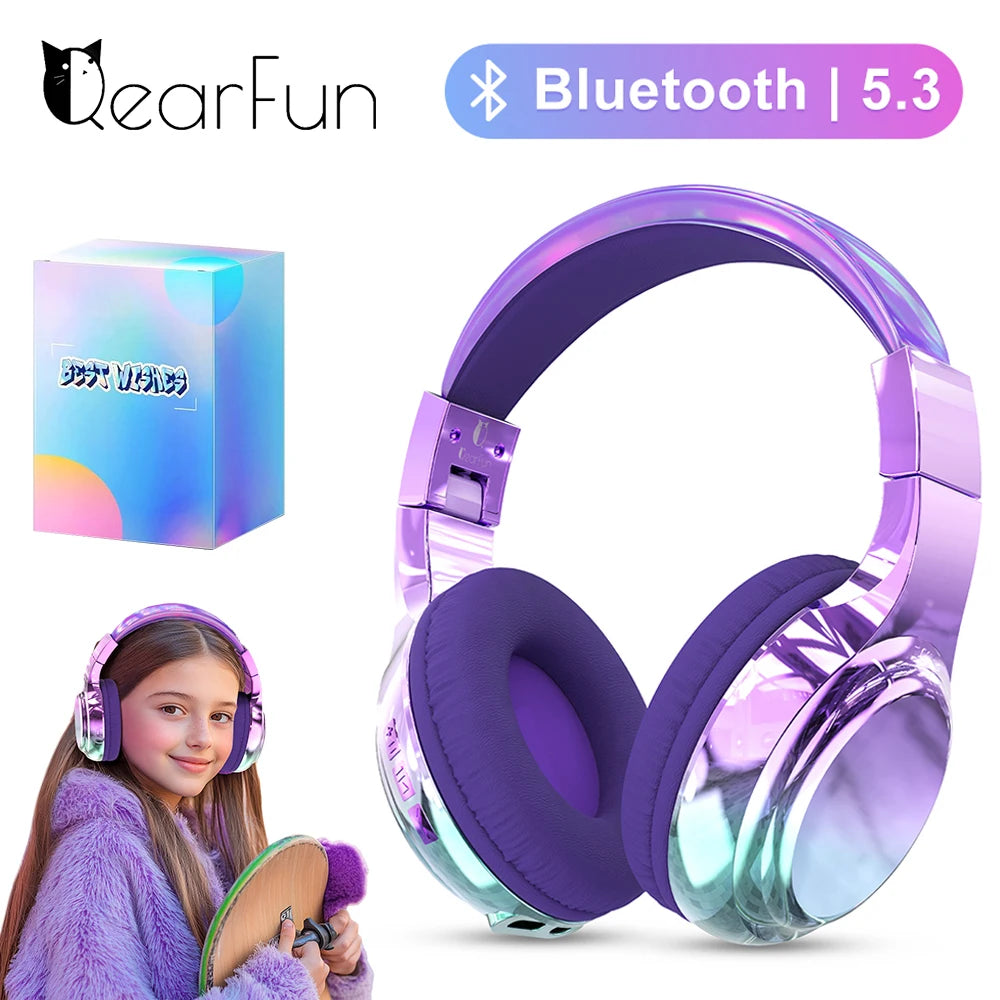 Casque Audio Bluetooth Brillant pour Enfants - Idée Cadeau Noël / Glossy Bluetooth Headphones For Kids Girls Wireless Stereo Headset