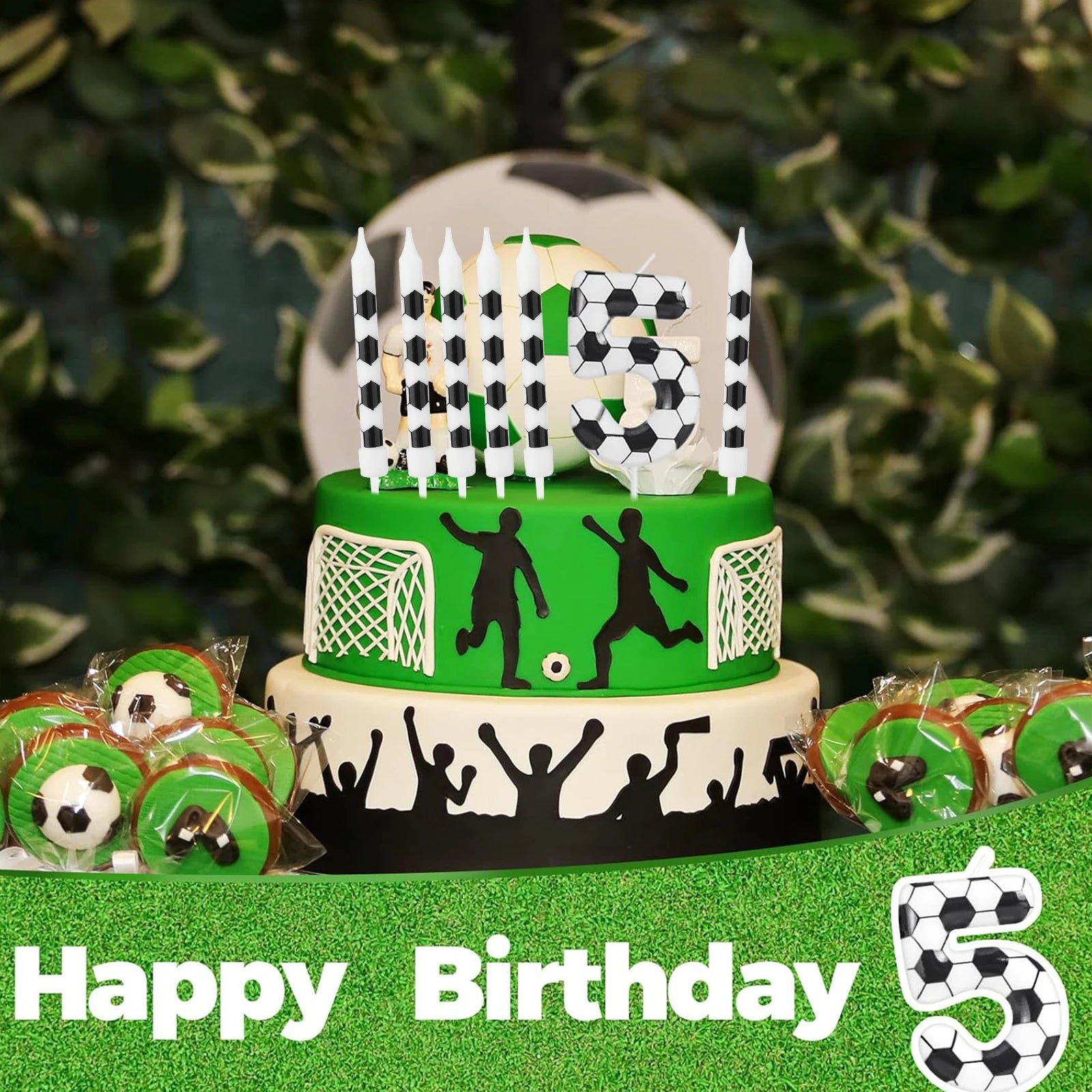 Bougies Anniversaire Football 7pcs - Thème Soccer Sport Gâteau Enfants