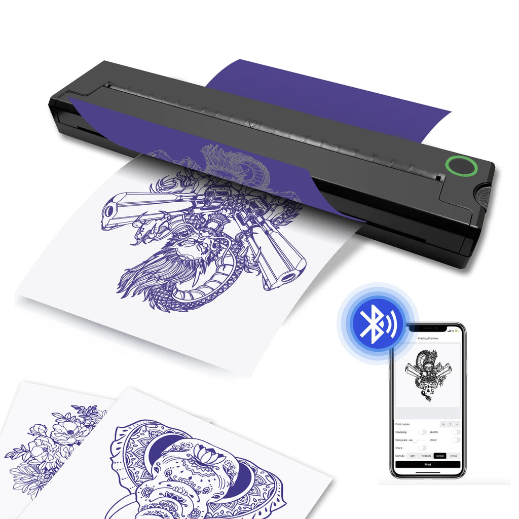 Imprimante Thermique A4 Portable Sans Encre Bluetooth - PDF Bureau Tatouage Mémo