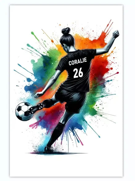 Poster Football Personnalisé Canvas - Nom Numéro Joueur Décoration Soccer
