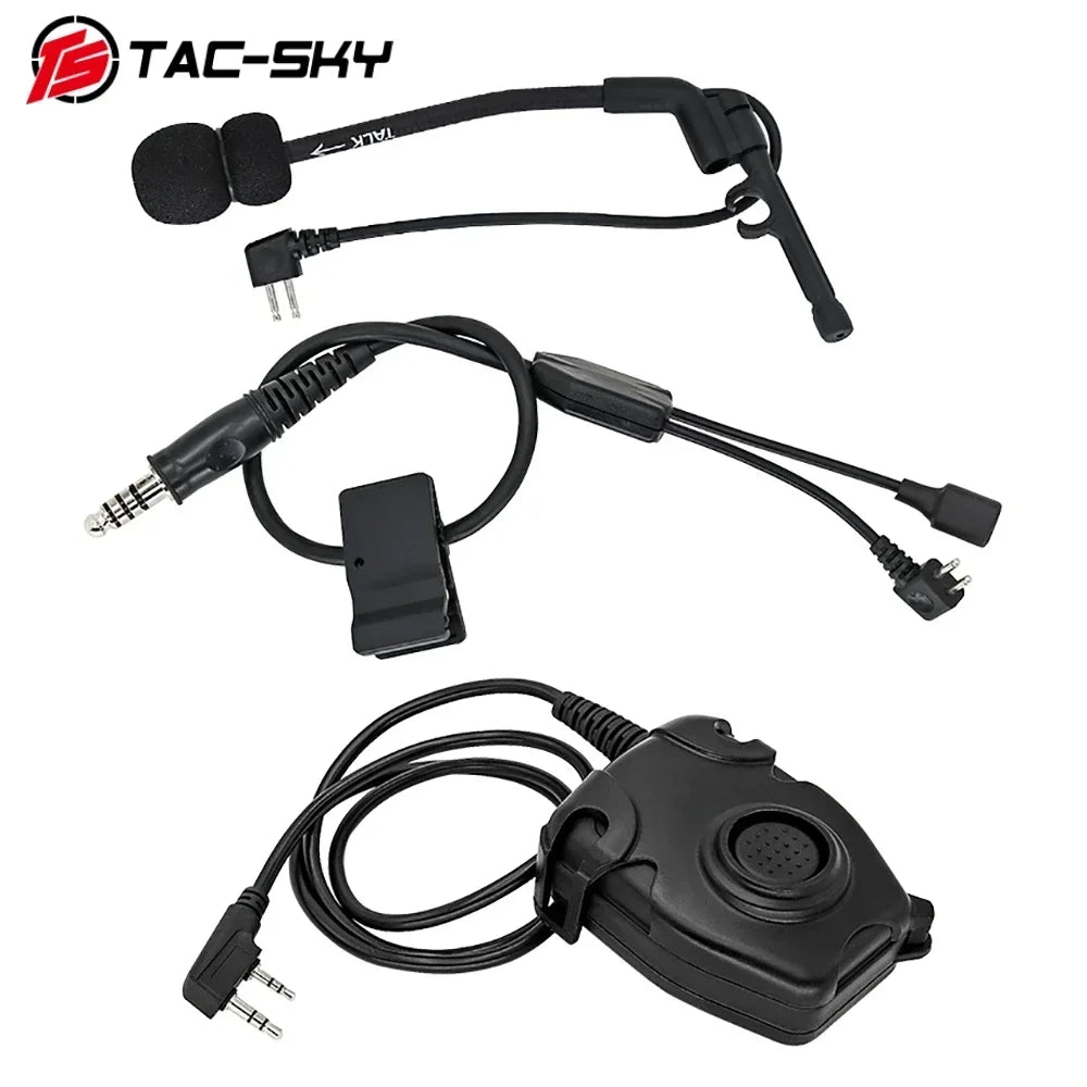 Ensemble Casque Tactique Extérieur avec Câble Y et Microphone /TAC-SKY outdoor hunting tactical headset Y cable set adaptator