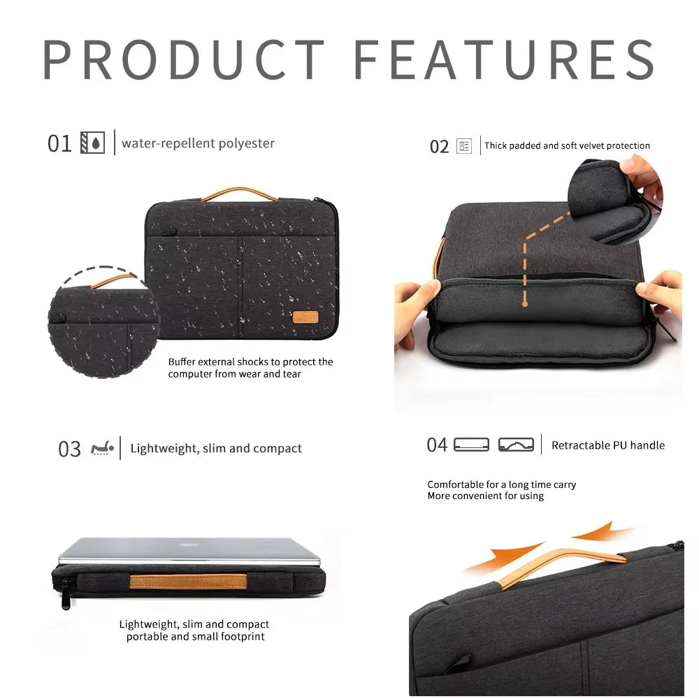 Housse Ordinateur Portable 14-15.6'' Antichoc - Sacoche Laptop Voyage Business