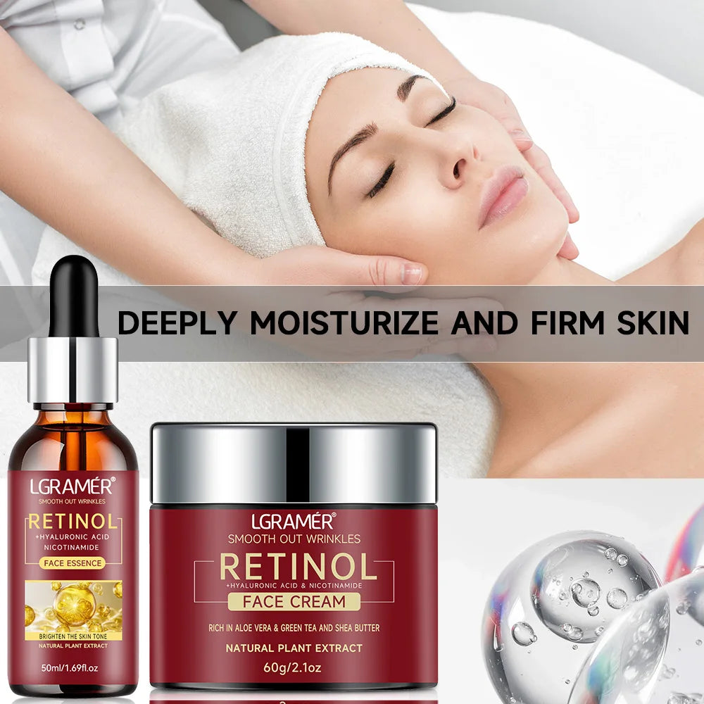 Sérum Rétinol + Crème Visage Combo - Lifting Raffermissant Hydratant Anti-Âge
