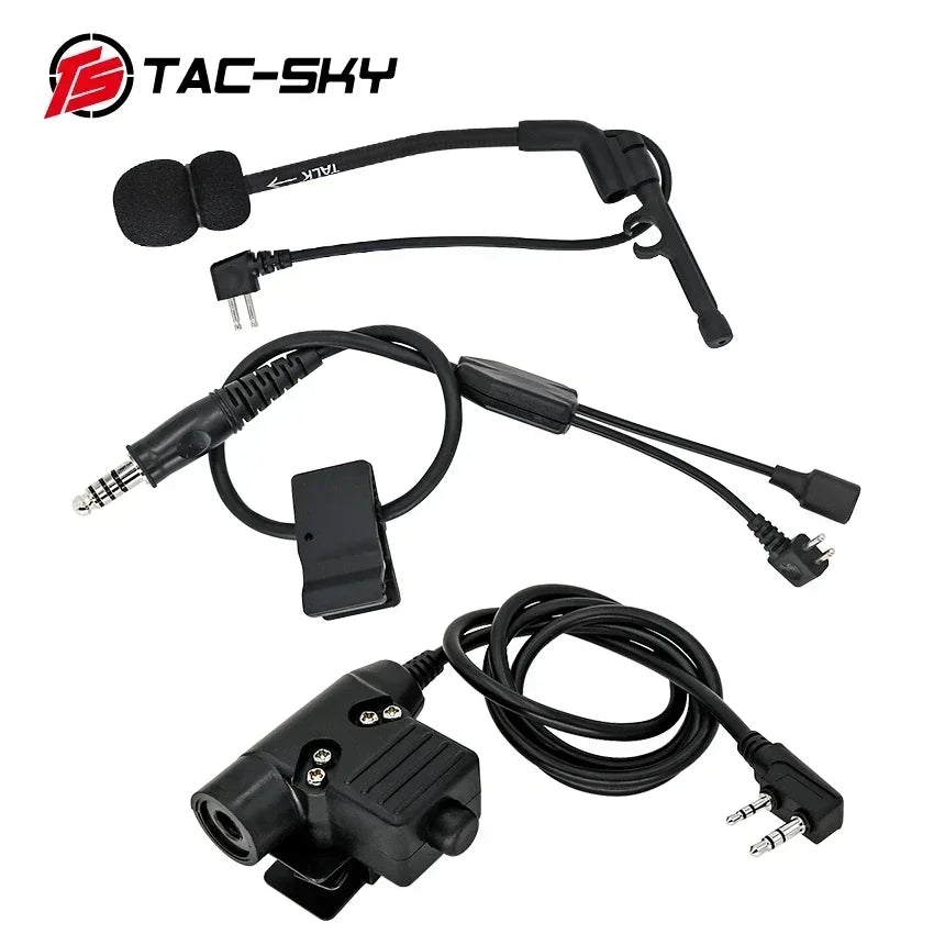 Ensemble Casque Tactique Extérieur avec Câble Y et Microphone /TAC-SKY outdoor hunting tactical headset Y cable set adaptator