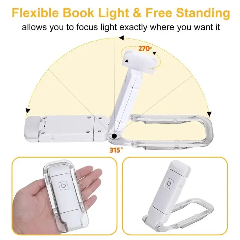 Lampe Lecture LED USB Rechargeable Clip - Protection Yeux Marque-Page Portable