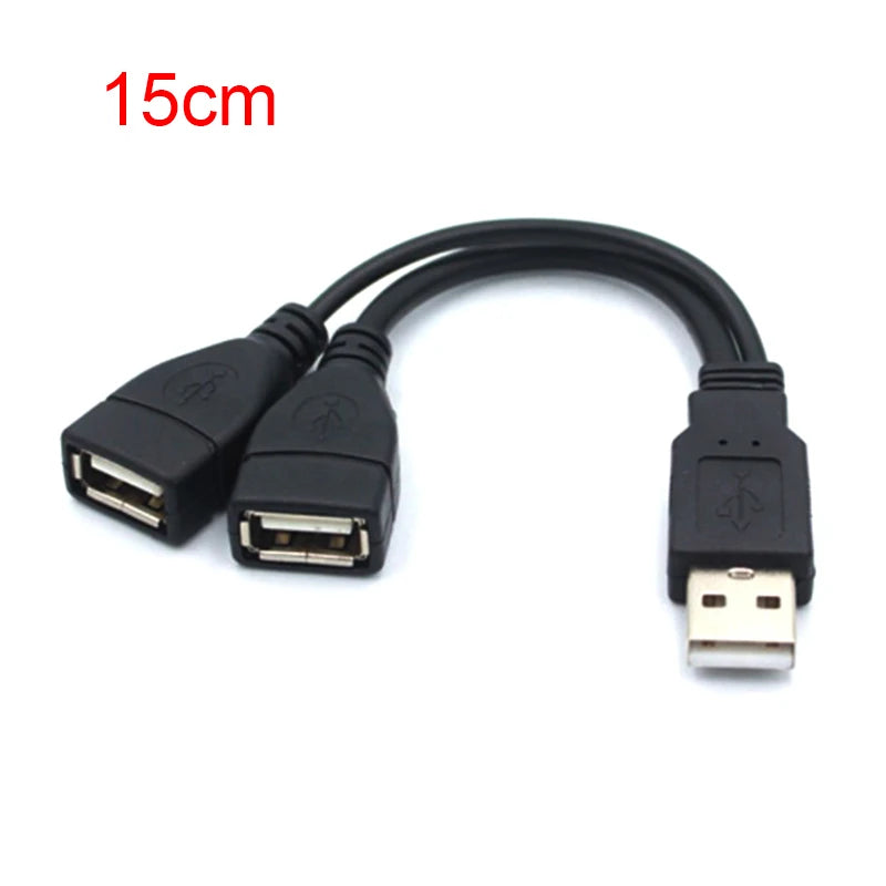 USB 2.0 A 1 Male To 2 Dual USB Female Data Hub Power Adapter One To Two Y Splitter USB Charging Power Cable Cord Extension Cable