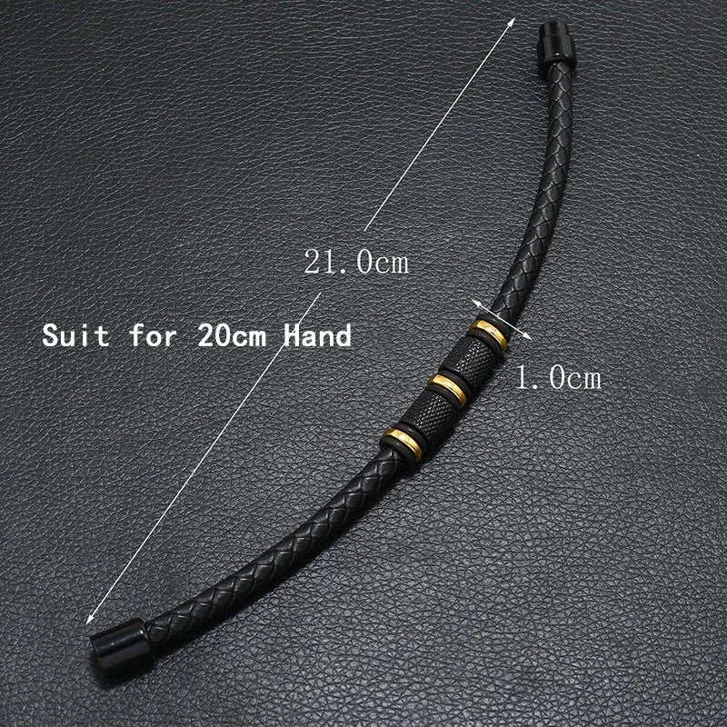 Bracelet Cuir Homme Magnétique Véritable - Jonc Punk Câble Cadeau