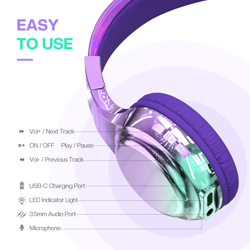 Casque Audio Bluetooth Brillant pour Enfants - Idée Cadeau Noël / Glossy Bluetooth Headphones For Kids Girls Wireless Stereo Headset