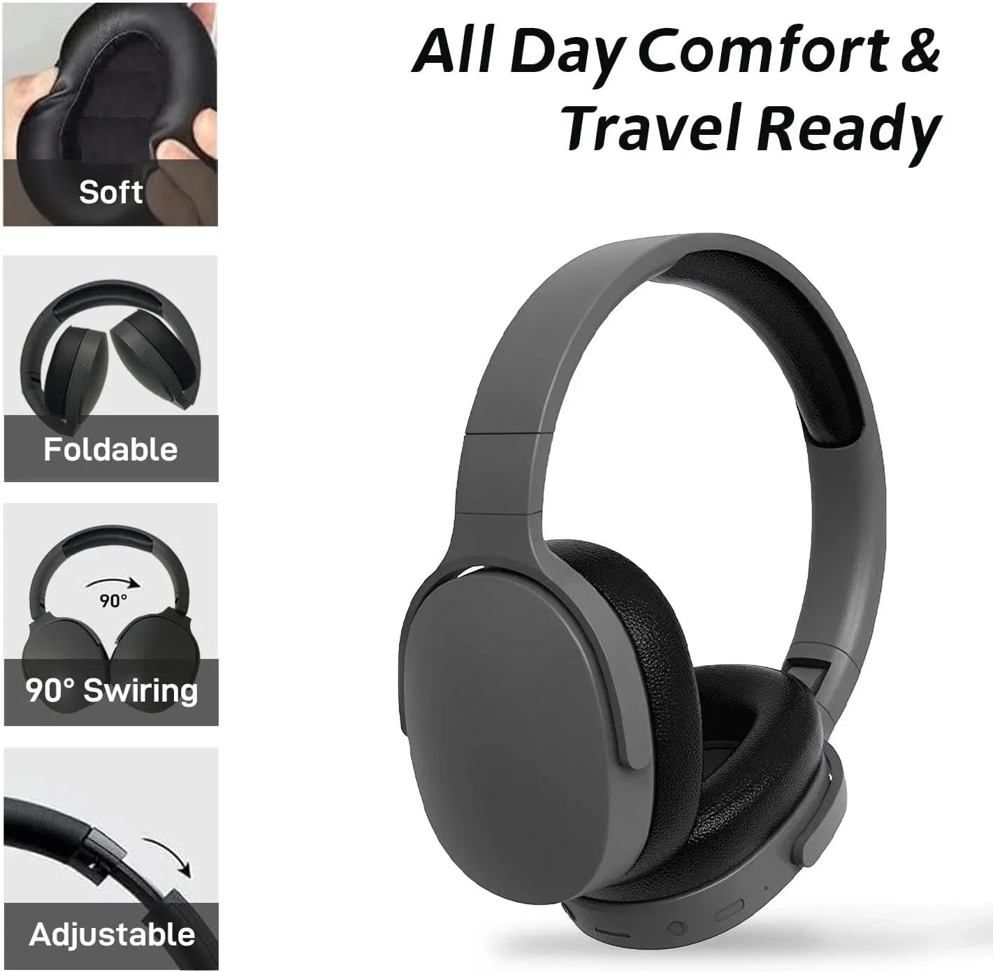 Casque Sans Fil Bluetooth 5.3 - Audio HiFi TF/AUX avec Microphone / TenYua Wireless Bluetooth 5.3 Headphones Over Ear Hifi Stereo