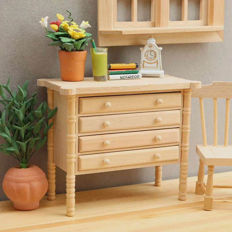 Maison Poupée Miniature 1:12 Meuble Rangement Tiroirs - Accessoire Décoration