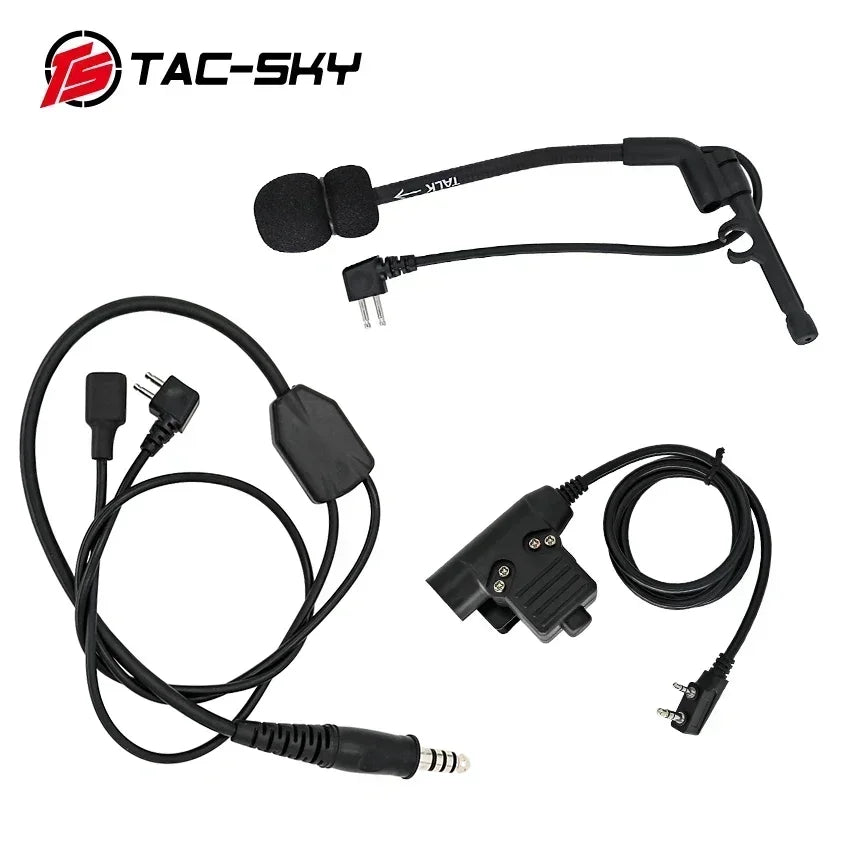 Ensemble Casque Tactique Extérieur avec Câble Y et Microphone /TAC-SKY outdoor hunting tactical headset Y cable set adaptator