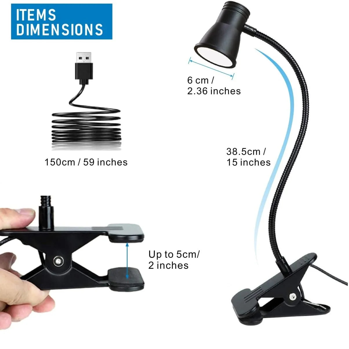 Lampe Bureau LED Clip Lecture Luminosité Ajustable - Flexible Étude Nuit
