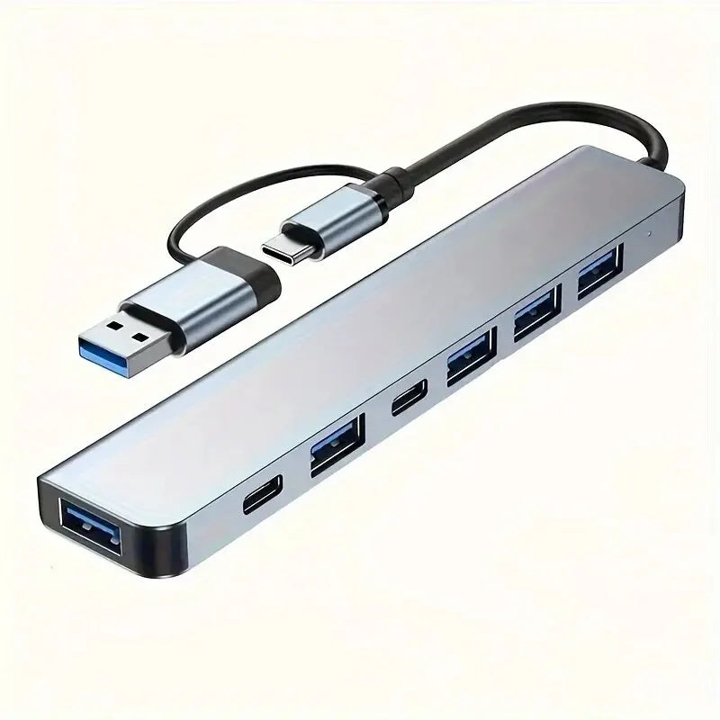 Hub USB 7 Ports Type A/C 3.0 2.0 - Concentrateur Multi Adaptateur Laptop PC