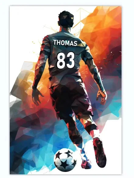Poster Football Personnalisé Canvas - Nom Numéro Joueur Décoration Soccer