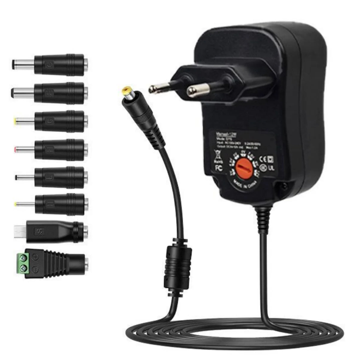 Adaptateur 30W Voltage Ajustable 3V-12V - Chargeur Universel USB 8 Embouts EU/US