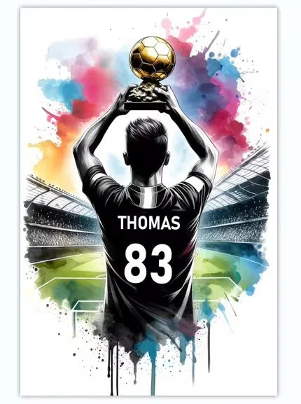 Poster Football Personnalisé Canvas - Nom Numéro Joueur Décoration Soccer