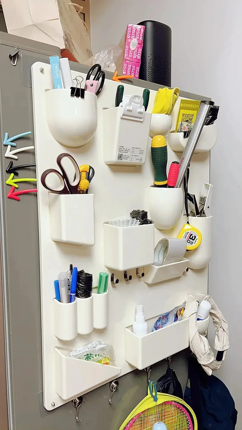 Wall-mounted Storage Rack with Hooks for Office, Kitchen and Workshop Children's Room Organizer with Adjustable Shelves