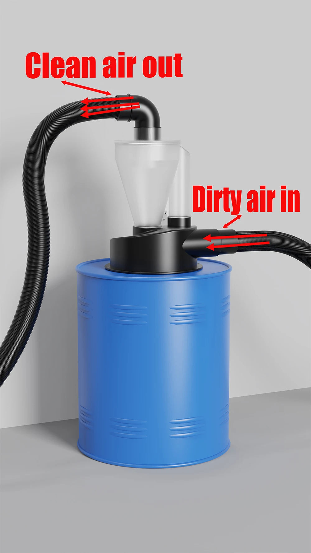 Collecteur de Poussière Cyclone 2.5'' - Séparateur Double Filtration Menuiserie