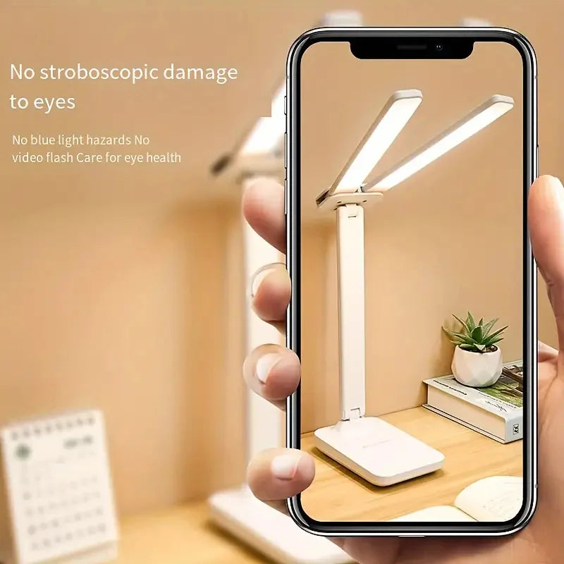 Lampe Bureau Double Tête LED Protection Yeux - Rechargeable & Prise 2-en-1