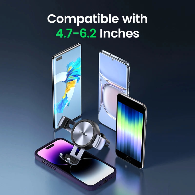 Support Téléphone Auto Gravité (Gravity Auto Lock Car Mount) - Gris/Vert