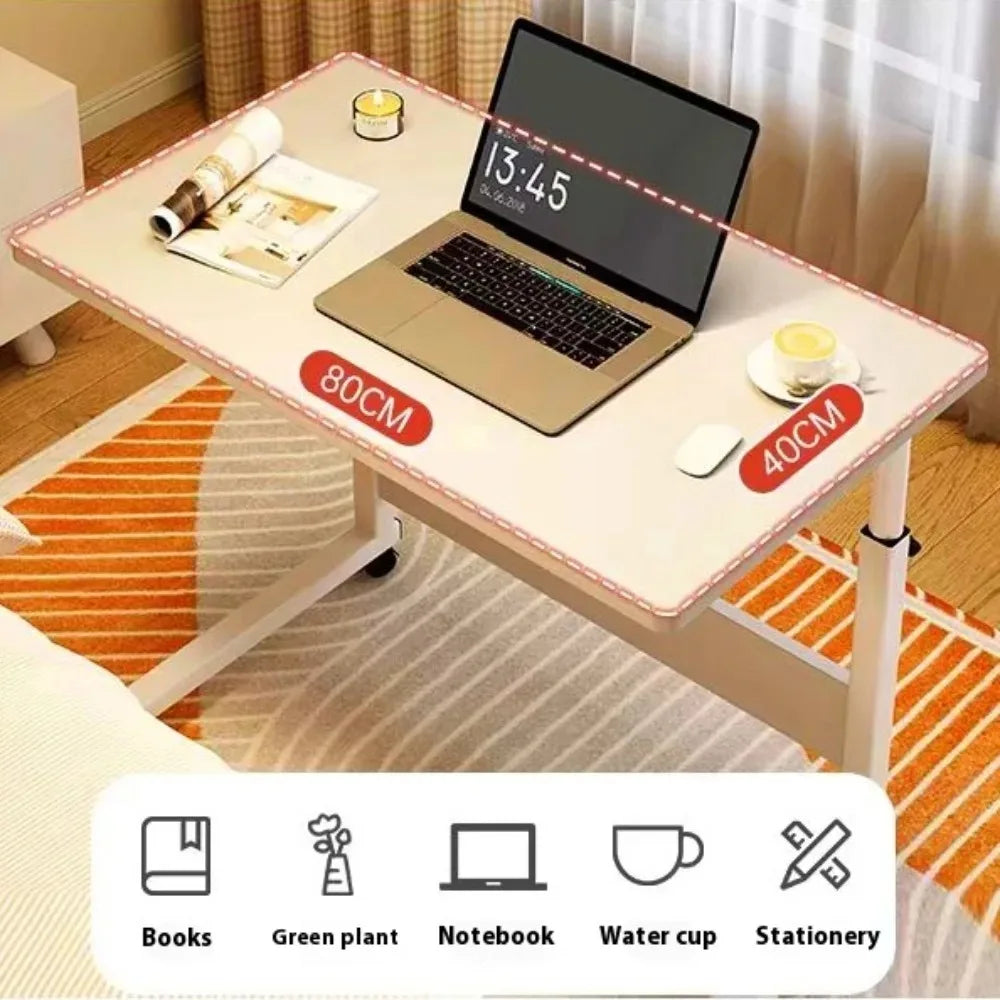 Table Bureau Chevet Ajustable Roulettes - Support Laptop Mobile Repas Maison