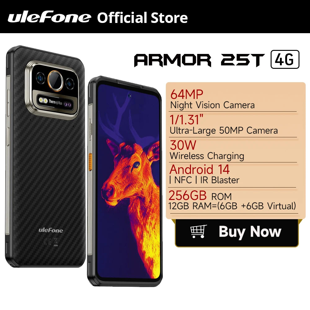 Smartphone Ulefone Armor 25T 4G - Rugged Android 14 Charge 33W Vision Nocturne