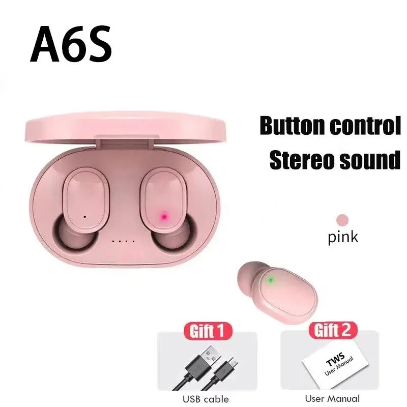 Écouteurs Sans Fil Intra-Auriculaires A6S - Stéréo Imperméables Running / A6S Bluetooth Headset In-ear Macaron 5.0 TWS Earbuds Waterproof