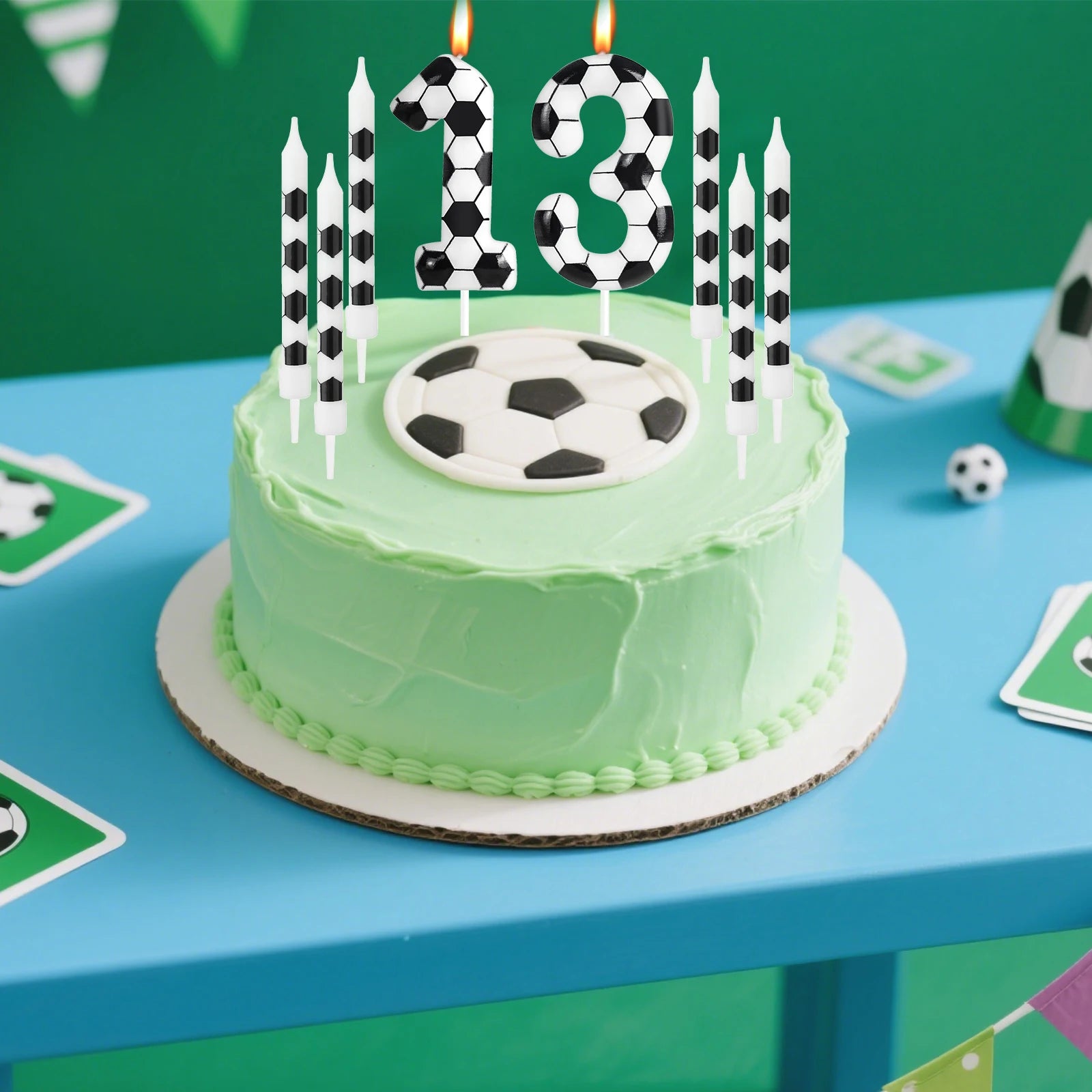Bougies Anniversaire Football 7pcs - Thème Soccer Sport Gâteau Enfants