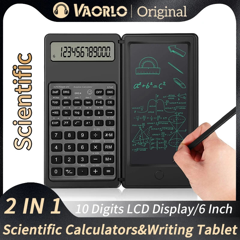 Calculatrice Scientifique 2-en-1 Pliable - Tablette Dessin 6" LCD Bureau