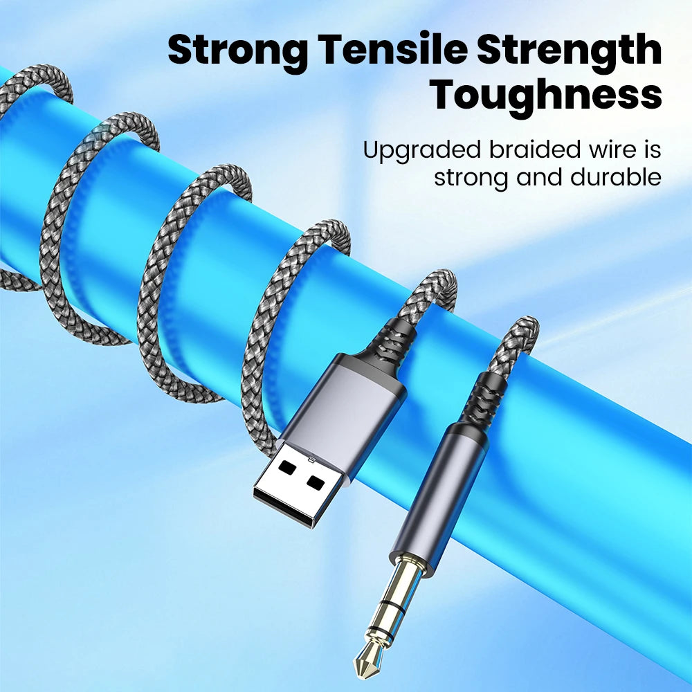 Câble Audio USB-A vers AUX 3.5mm Mâle - Adaptateur Casque Haut-Parleur PC Voiture