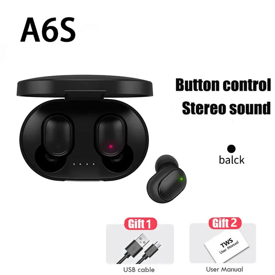 Écouteurs Sans Fil Intra-Auriculaires A6S - Stéréo Imperméables Running / A6S Bluetooth Headset In-ear Macaron 5.0 TWS Earbuds Waterproof