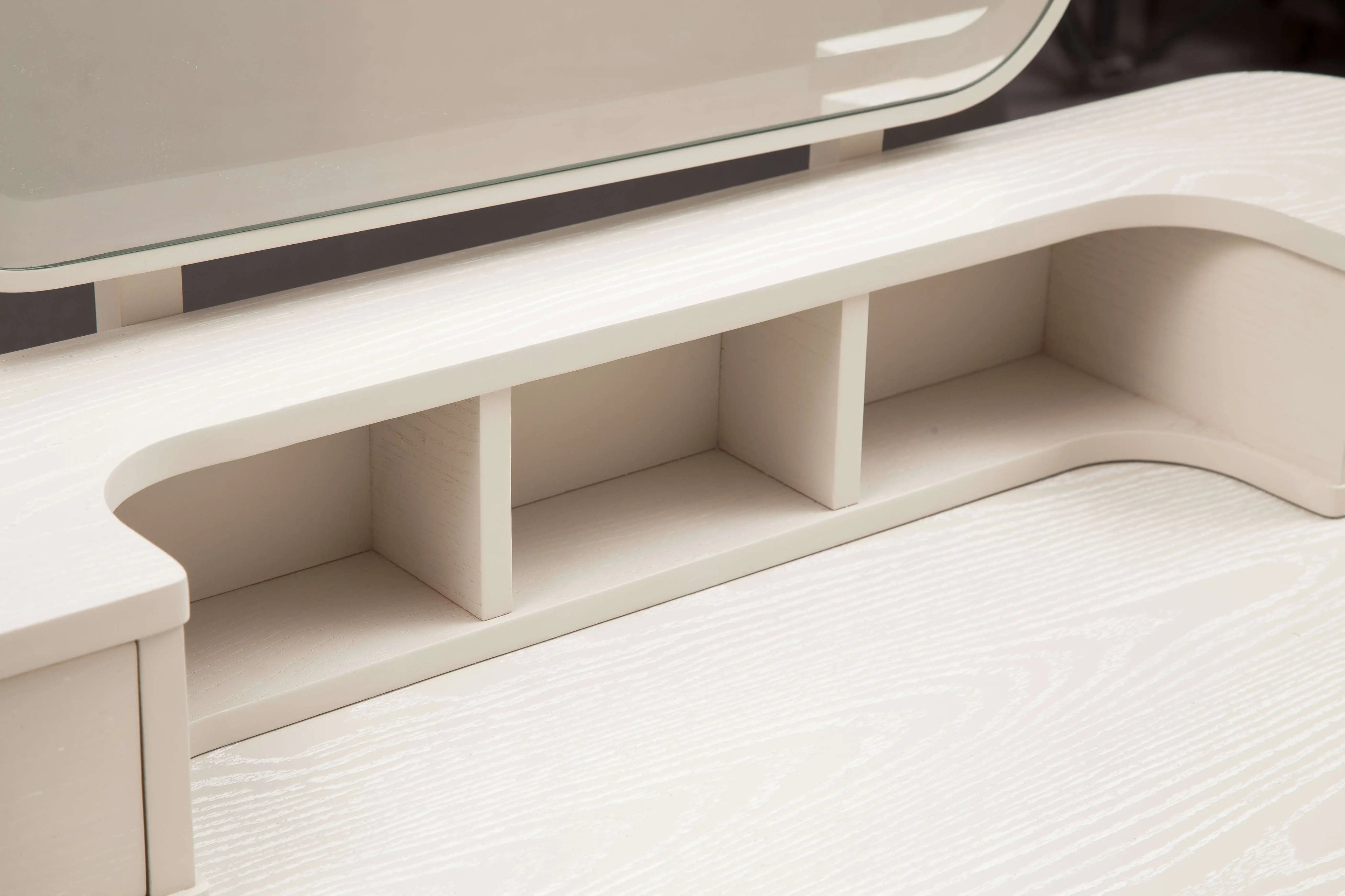 Coiffeuse Maquillage Bois MDF Miroir - Rangement Chambre Hôtel Moderne