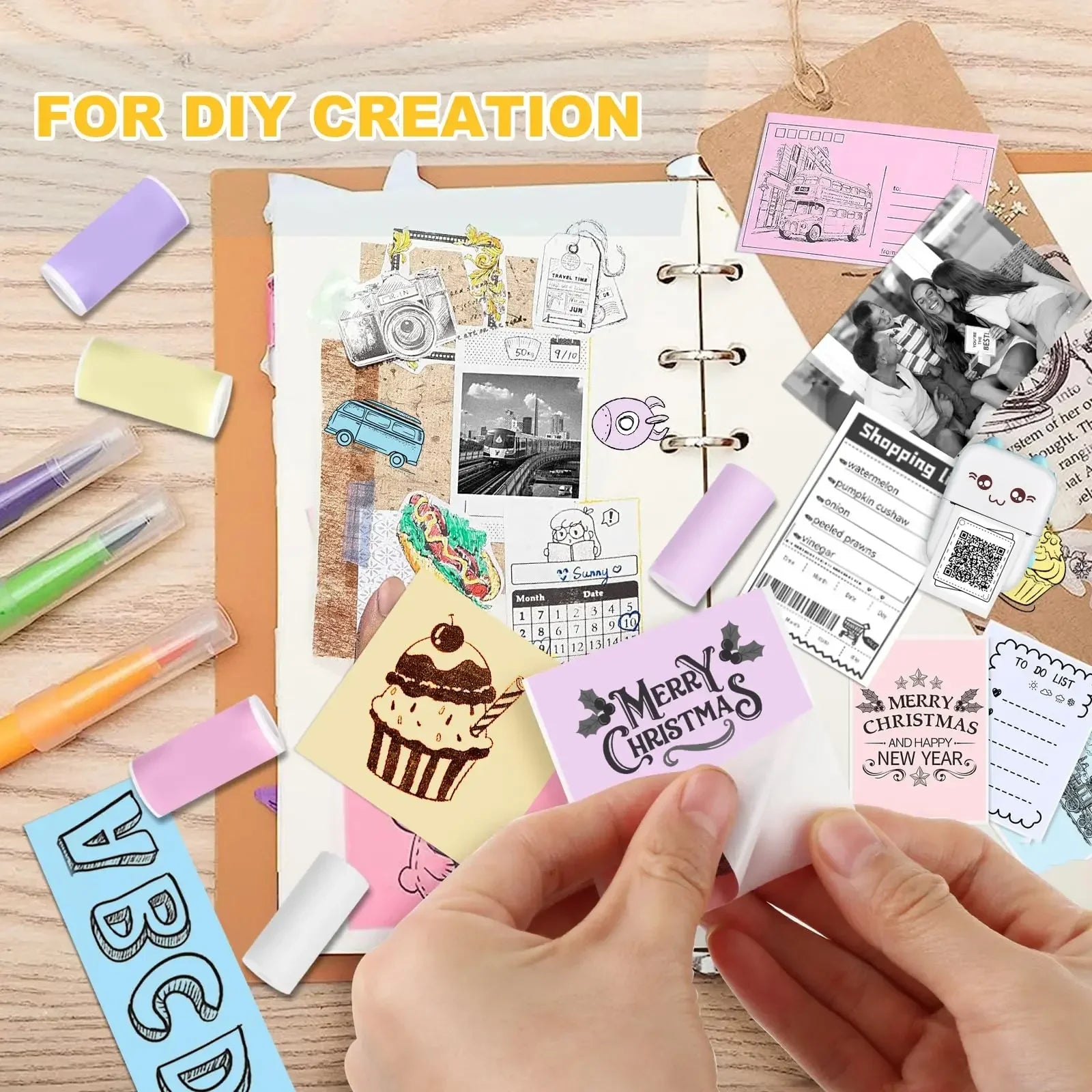 Papier Imprimante Thermique 57x25mm HD - Rouleau Autocollant Étiquettes Photos