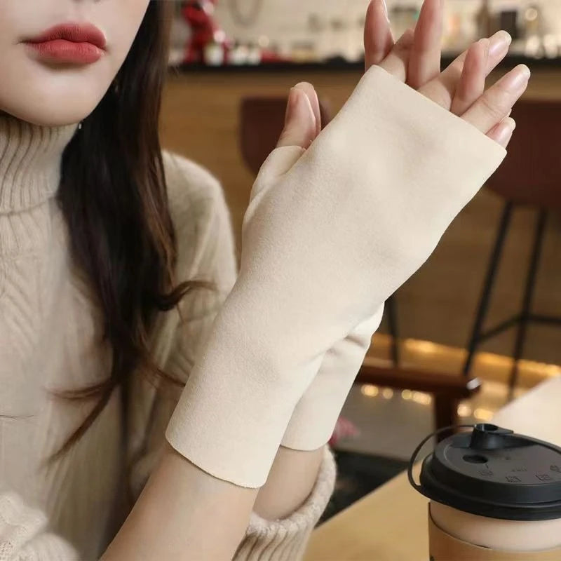 Gants Tactiles Fins Femme Velours Allemand - Mitaines Convertibles Thermiques