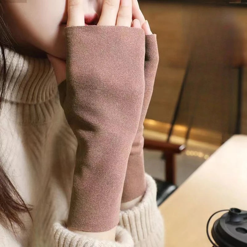 Gants Tactiles Fins Femme Velours Allemand - Mitaines Convertibles Thermiques