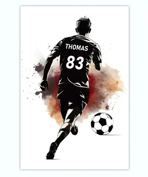 Poster Football Personnalisé Canvas - Nom Numéro Joueur Décoration Soccer