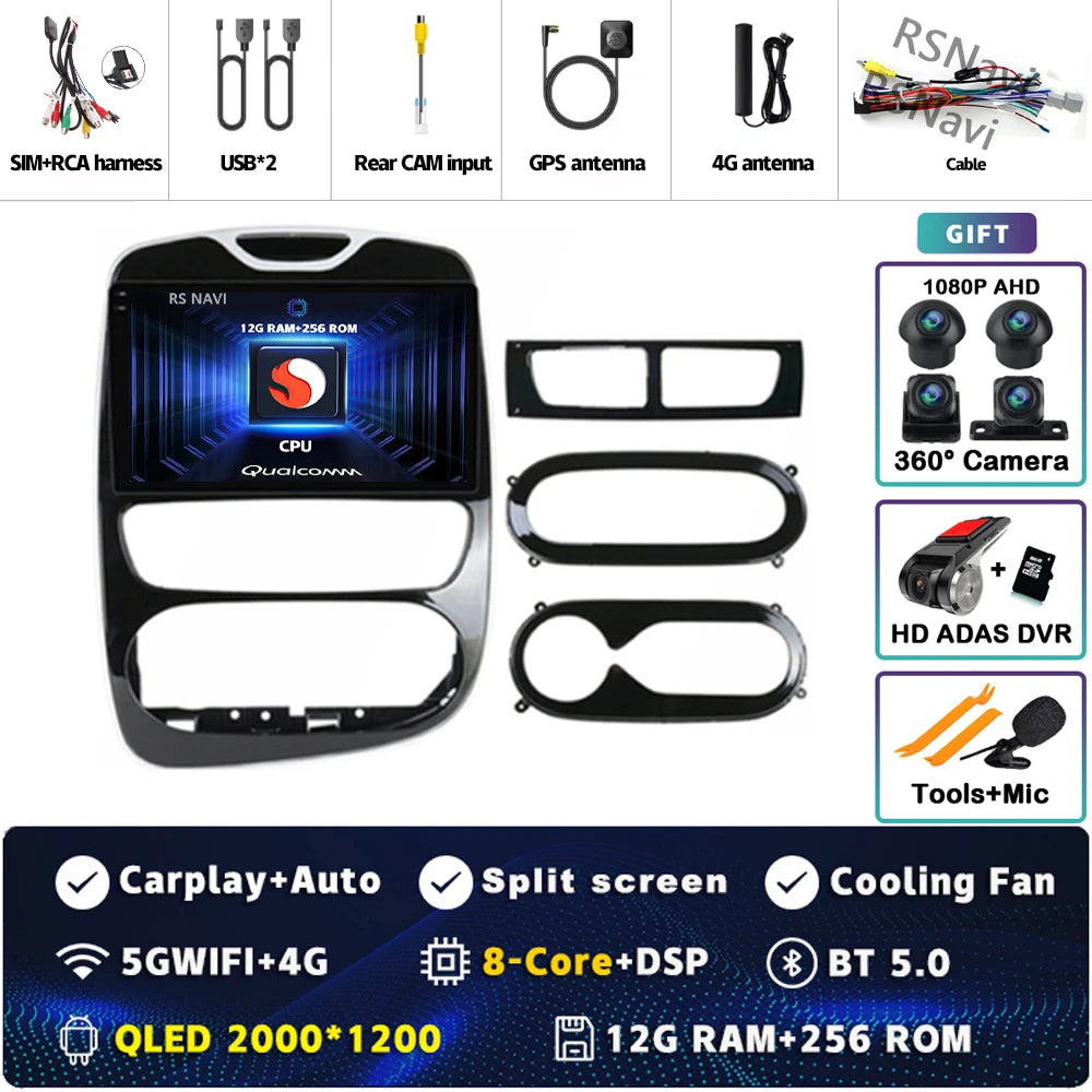 Radio Auto Android 15 Renault Clio 4 BH98 KH98 2016-2019 - 2K QLED CarPlay GPS