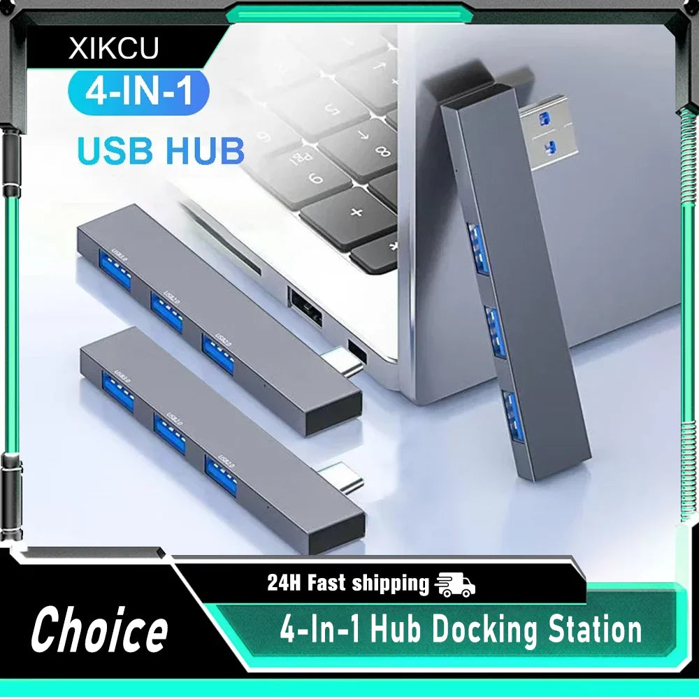 Hub USB-C 3.0 Type-C 4 Ports Splitter OTG - Adaptateur MacBook Xiaomi Lenovo