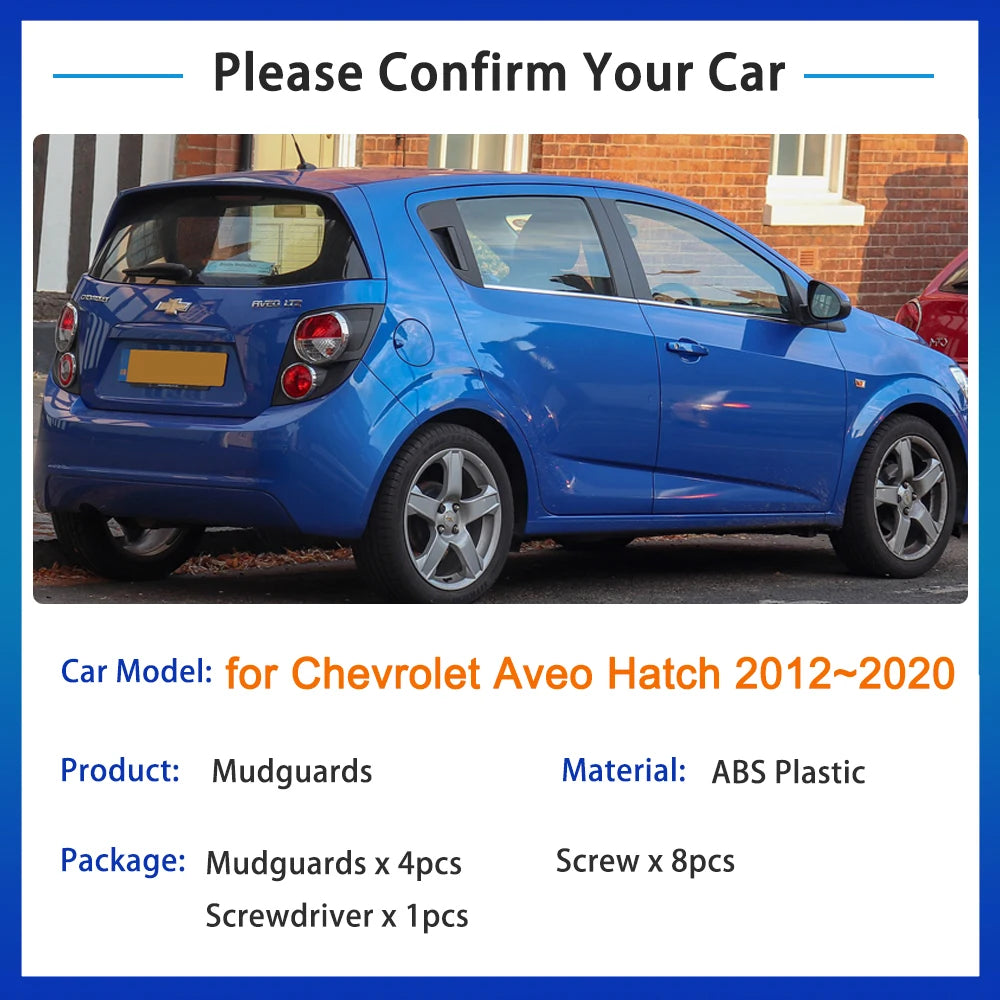 Garde-Boue Chevrolet Aveo T300 Sonic 2012-2020 - Bavettes Protection Holden Barina