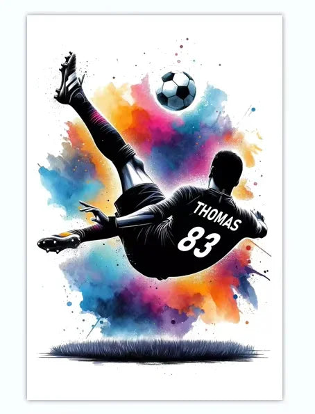 Poster Football Personnalisé Canvas - Nom Numéro Joueur Décoration Soccer